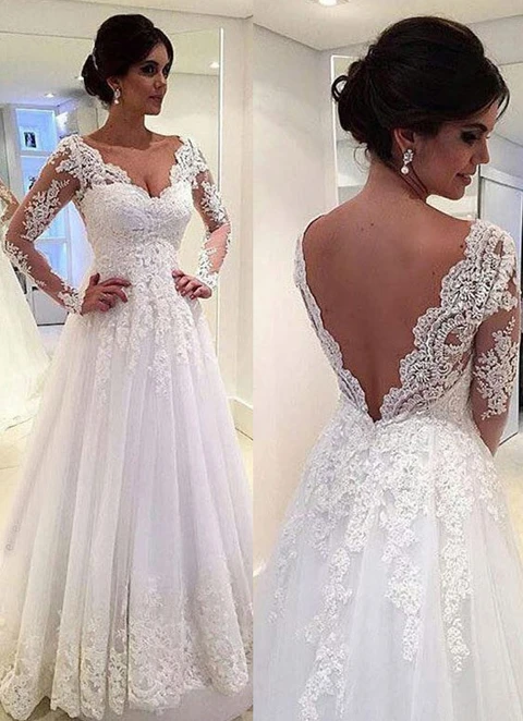 Lace Wedding Dress A-line Sweetheart Court Train