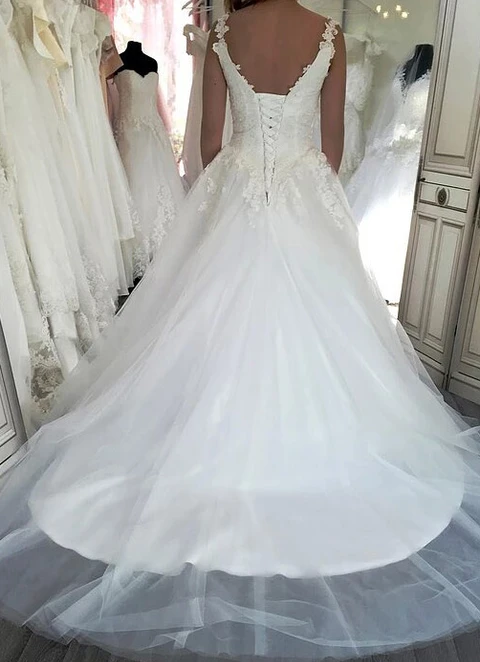 Tulle Wedding Dress Ball-gown/princess Sweetheart Court Train With Lace