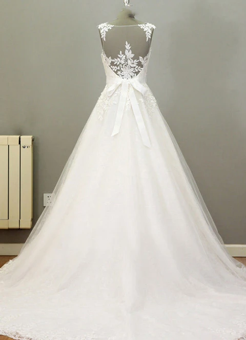 Lace Wedding Dress Ball-gown/princess V-neck Court Train With Appliqued