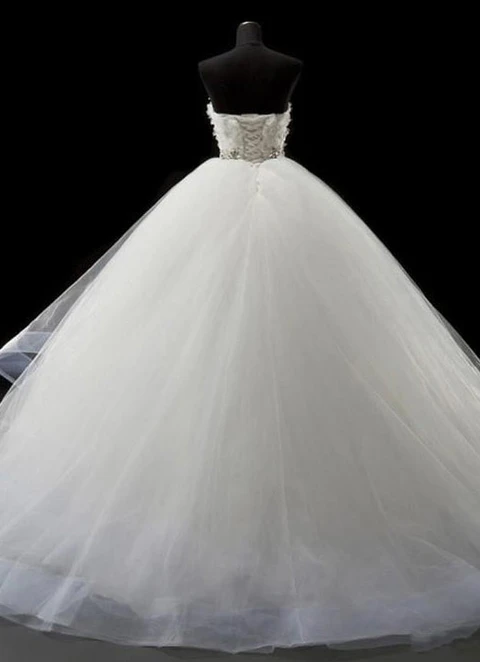 Organza Wedding Dress  Ball-gown/princess Strapless Court Train With Beaded