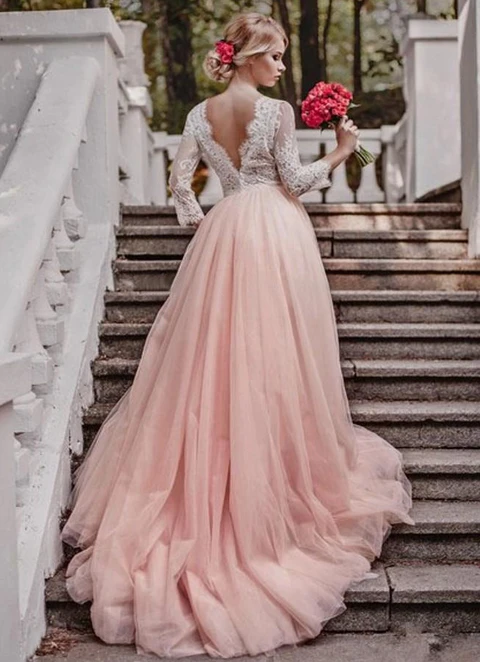 Tulle Wedding Dress Ball-gown/princess V-neck Court Train With Lace