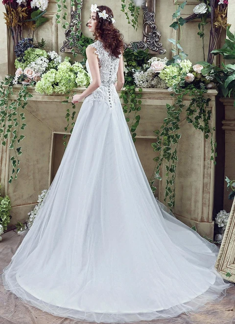 Tulle Wedding Dress Ball-gown/princess V-neck Court Train With Lace