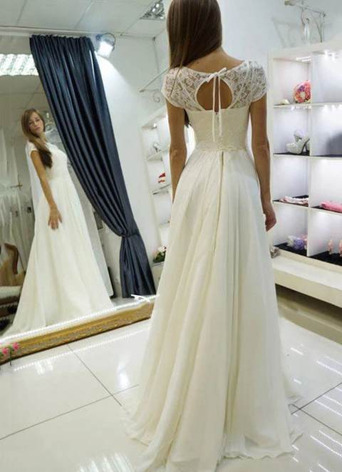 Chiffon Wedding Dress A-line Illusion Long/floor-length With Lace