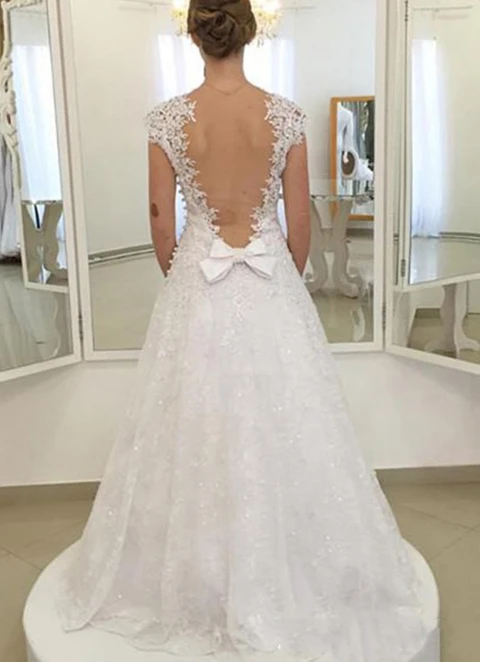 Lace Long/floor-length Ball-gown/princess Sleeveless Sweetheart Zipper Wedding Dress With Bowknot Appliqued