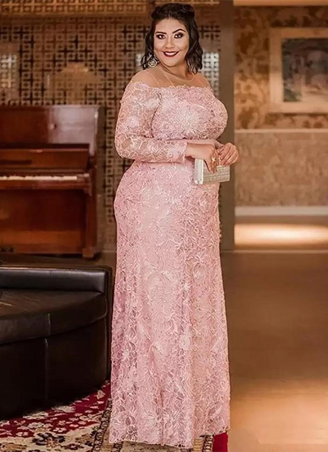 Sheath/column Lace Off The Shoulder Long Sleeves Floor-length Mother Of The Bride Dresses