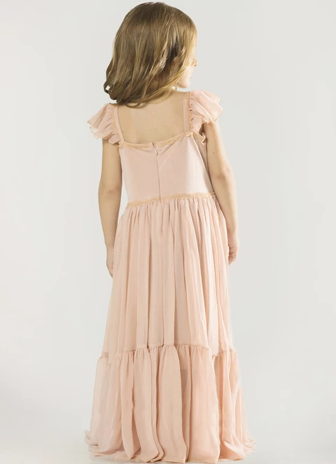 A Line Floor-length Square Sleevesless Chiffon Flower Girl Dresses With Pleated