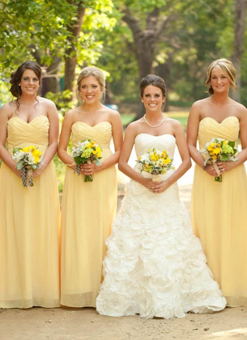 A-line Sleevesless Sweetheart Pleated Floor-length Bridesmaid Dresses