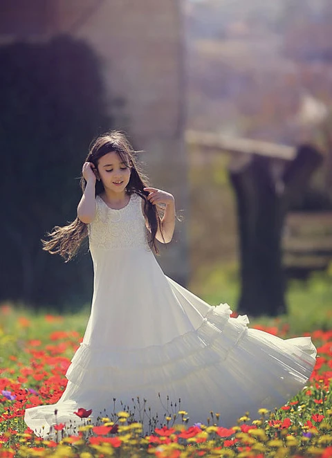 A Line Floor-length Scoop Sleevesless Chiffon Junior Bridesmaid Dresses With Lace