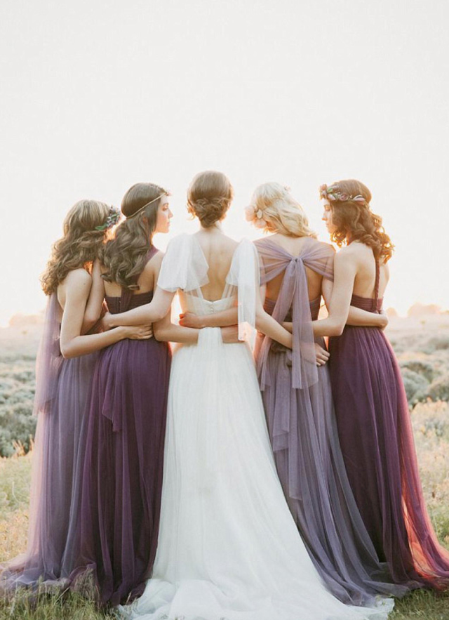 A-line Halter Tulle Sweep Train Bridesmaid Dresses With Pleated