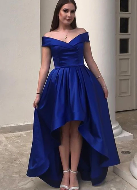 A-line Off-the-shoulder Sleeveless Satin Asymmetrical Dresses