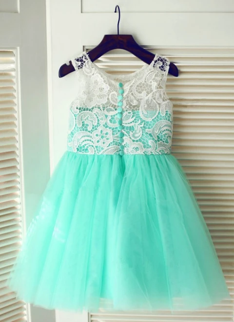 Ball-gown/princess Scoop Sleeveless Lace Long Tulle Flower Girl Dresses