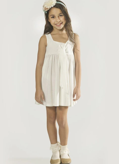 A Line Knee-length Square Sleevesless Jersey Flower Girl Dresses With Pleated