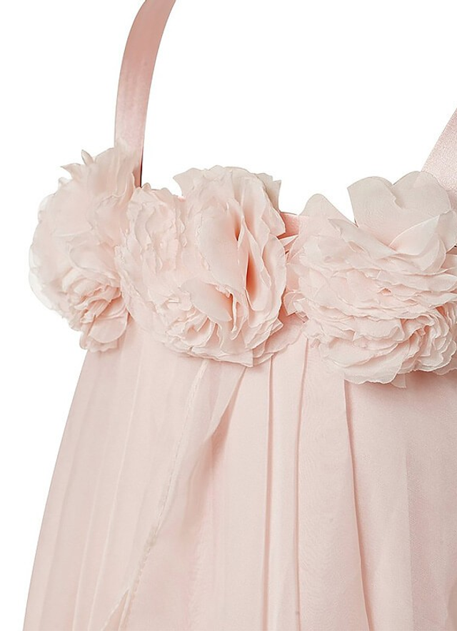 A-line Sleeveless Straps Flower Chiffon Tea-length Flower Girl Dresses