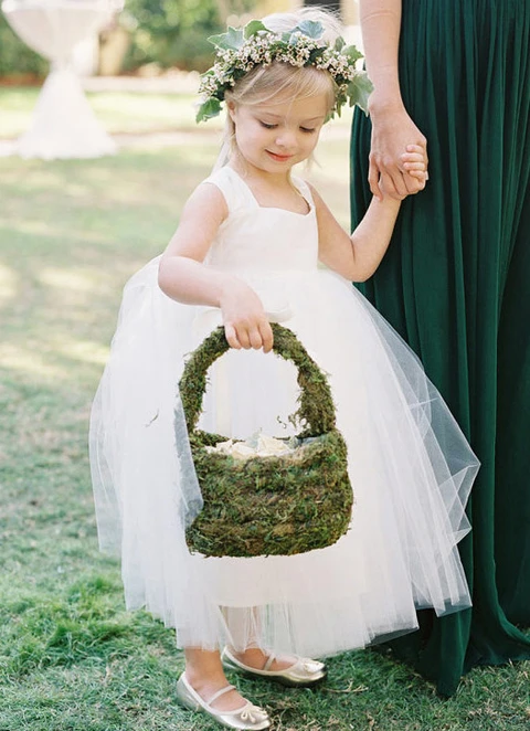 Ball-gown/princess Sweetheart Neckline Tea-length Tulle Flower Girl Dresses