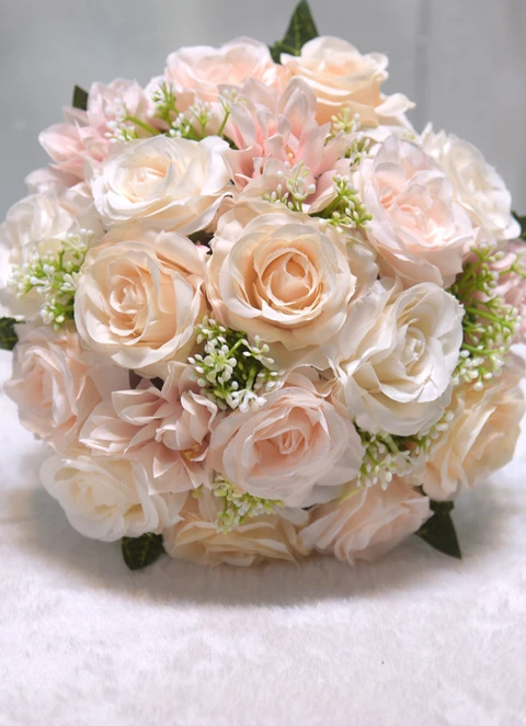 Champagne Roses Round Hand Bouquet